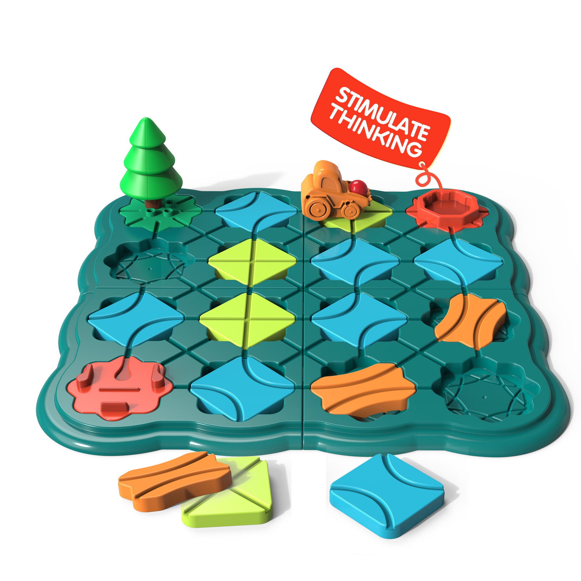 PlayRoute Car Track Builder Brain Game - Fun Building Toy for Kids Ages 5 6  7 8 Years & Up - Kids Brain Teaser Board Game - Puzzle Game with 118