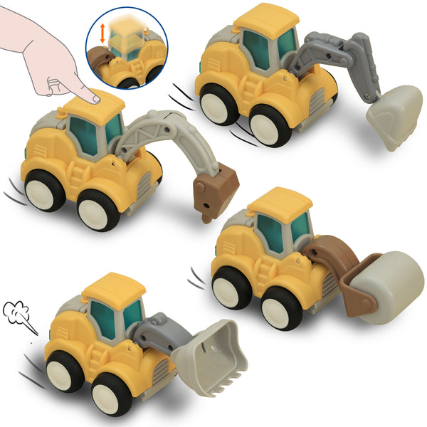 Construction Toys Trucks for 3 Year Old - 4 Pack Press and Go, Pull Back and Go Toy Cars for Ages 3-5 4-8 Boys Girls, Best Toy Vehicles Xmas Gifts for 3 to 4 5 6 7 Year Old Kids